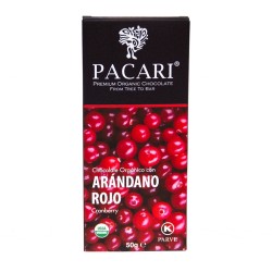 Chocolate Arandano Rojo, 60% Cacao, 50gr (Caja de 10 barras)